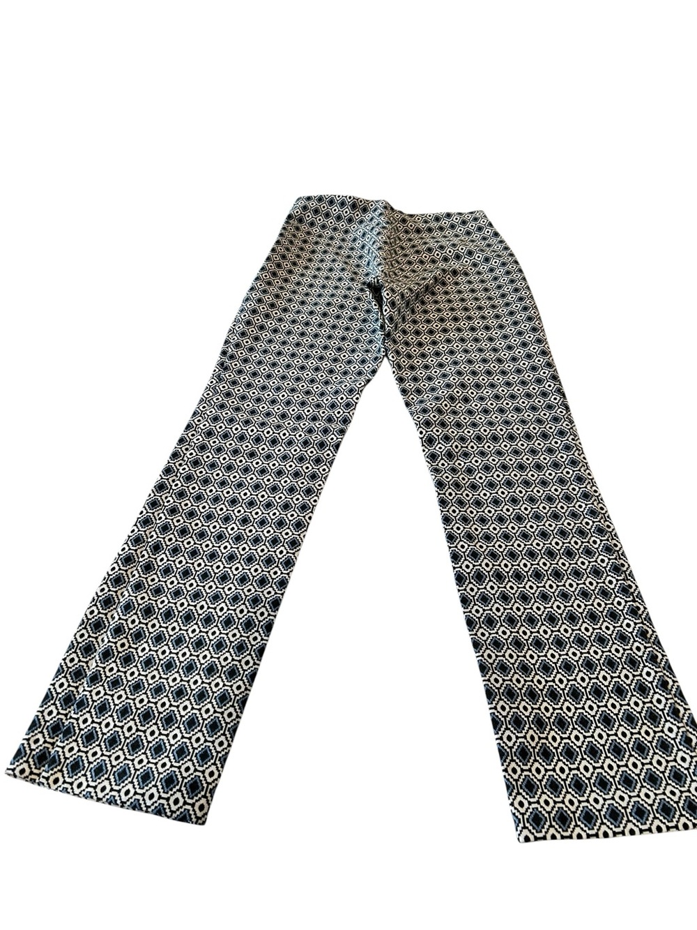 Zara Black and White Cropped Geometric Straight leg Pants size XS x small
